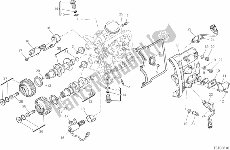 All parts for the Testa Orizzontale - Distribuzione of the Ducati Multistrada 1260 ABS 2018
